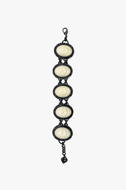 Carved Rose Black Bracelet - Ivory | Anna Sui