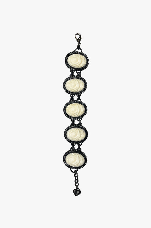 Carved Rose Black Bracelet - Ivory | Anna Sui
