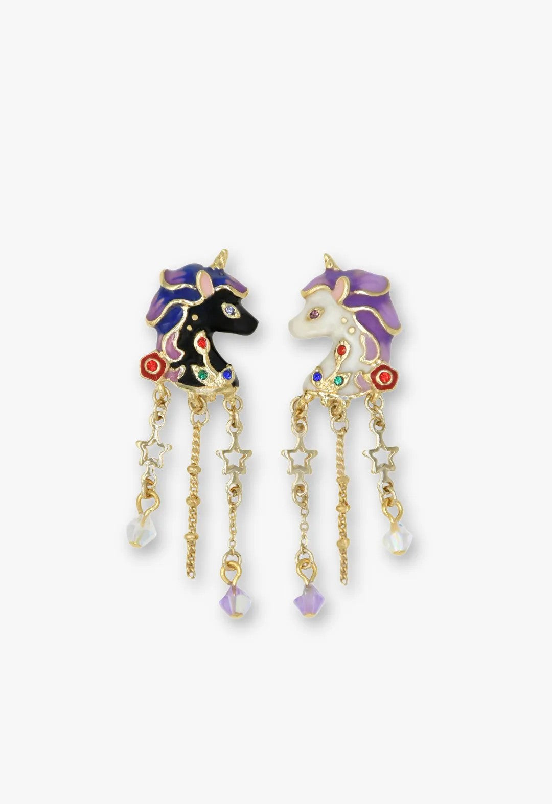 Moonlit Unicorn Earrings- Black and Ivory | Anna Sui