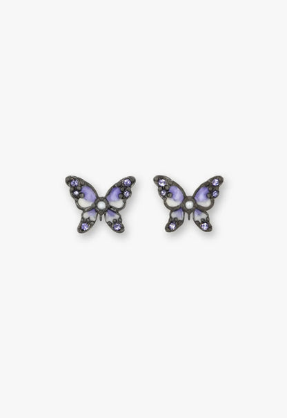 Shining Butterfly Earrings - Purple Gunmetal | Anna Sui