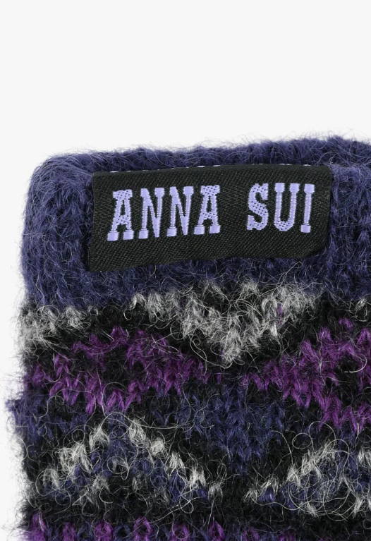 Anna Sui Fair Isle Fingerless Gloves- Purple | Anna Sui