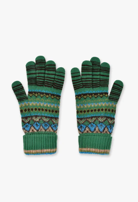 Anna Sui Fair Isle Gloves- Green | Anna Sui