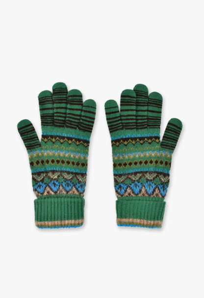 Anna Sui Fair Isle Gloves- Green | Anna Sui