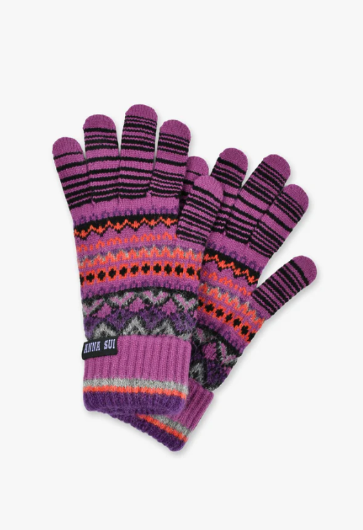 Anna Sui Fair Isle Gloves- Purple | Anna Sui