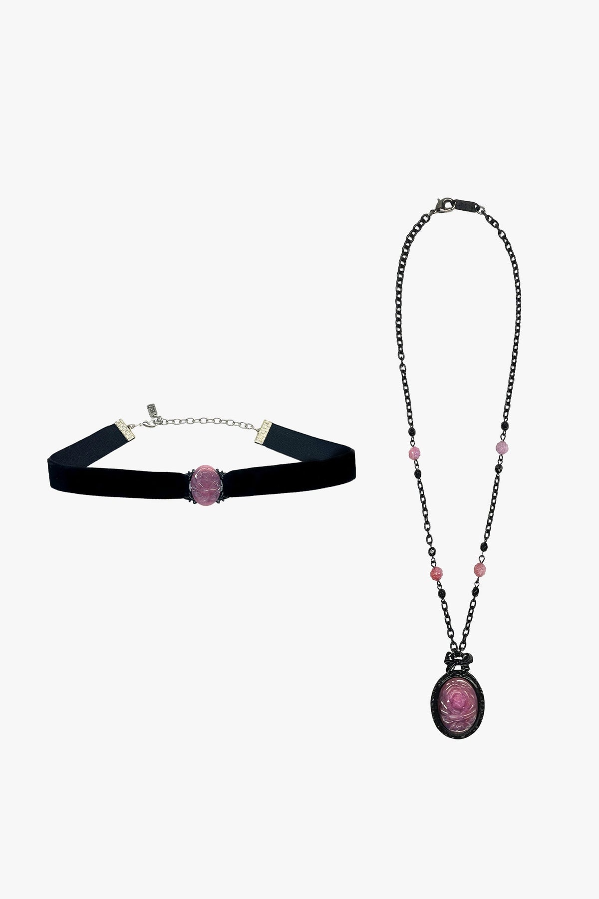 Carved Rose Victorian Necklace & Choker Set – Dusty Rose | Anna Sui