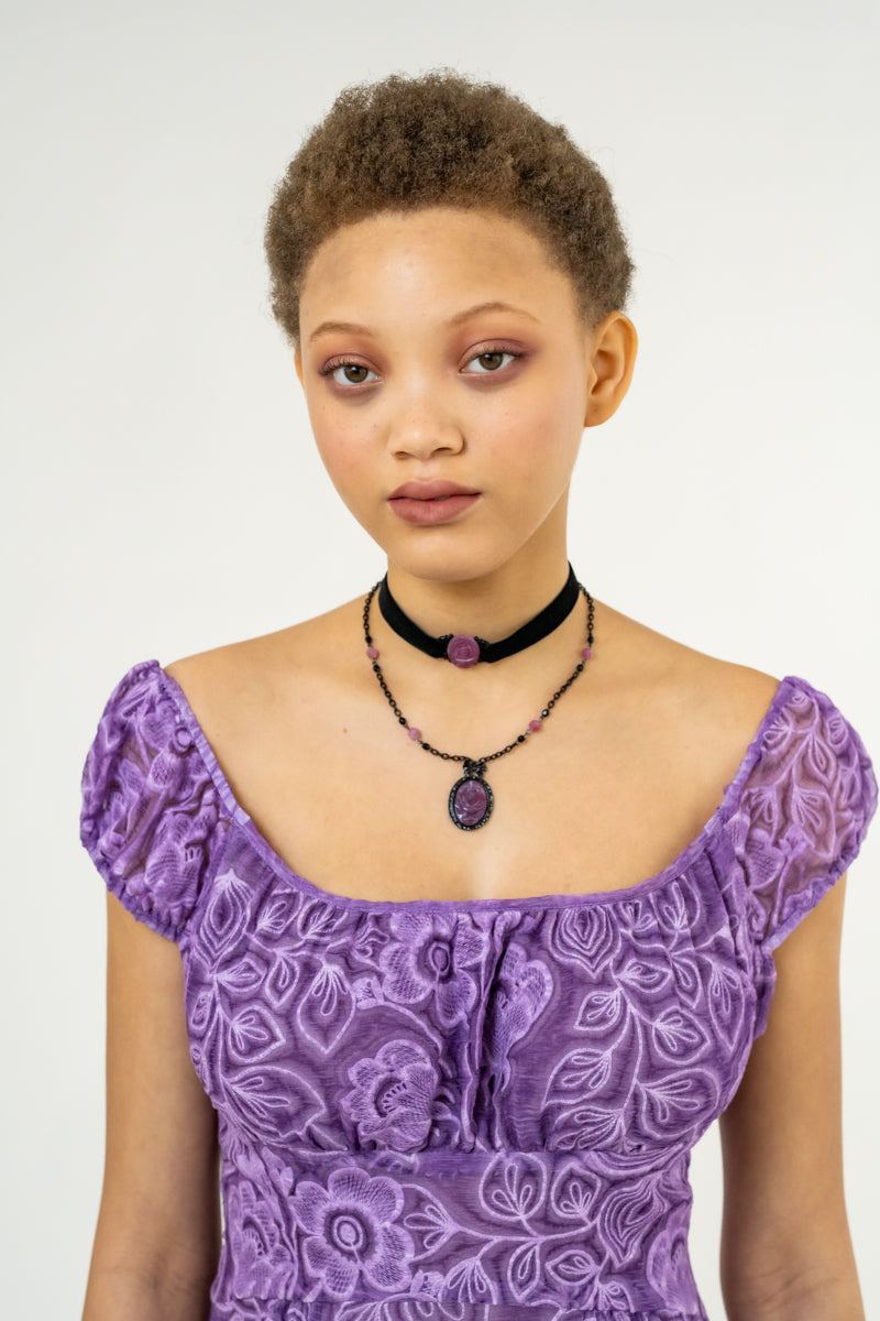 Carved Rose Victorian Necklace & Choker Set – Dusty Rose | Anna Sui