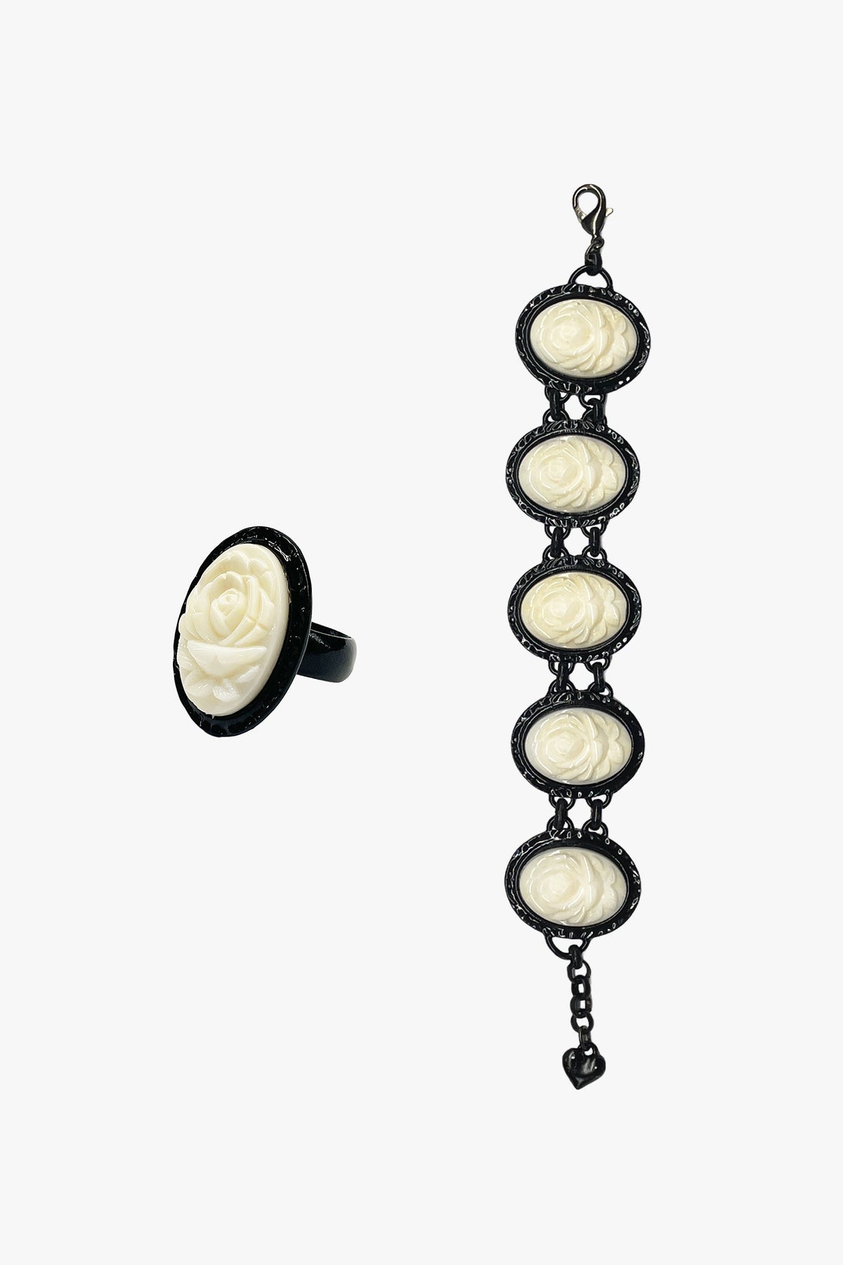 Carved Rose Bracelet & Ring Set – Ivory | Anna Sui