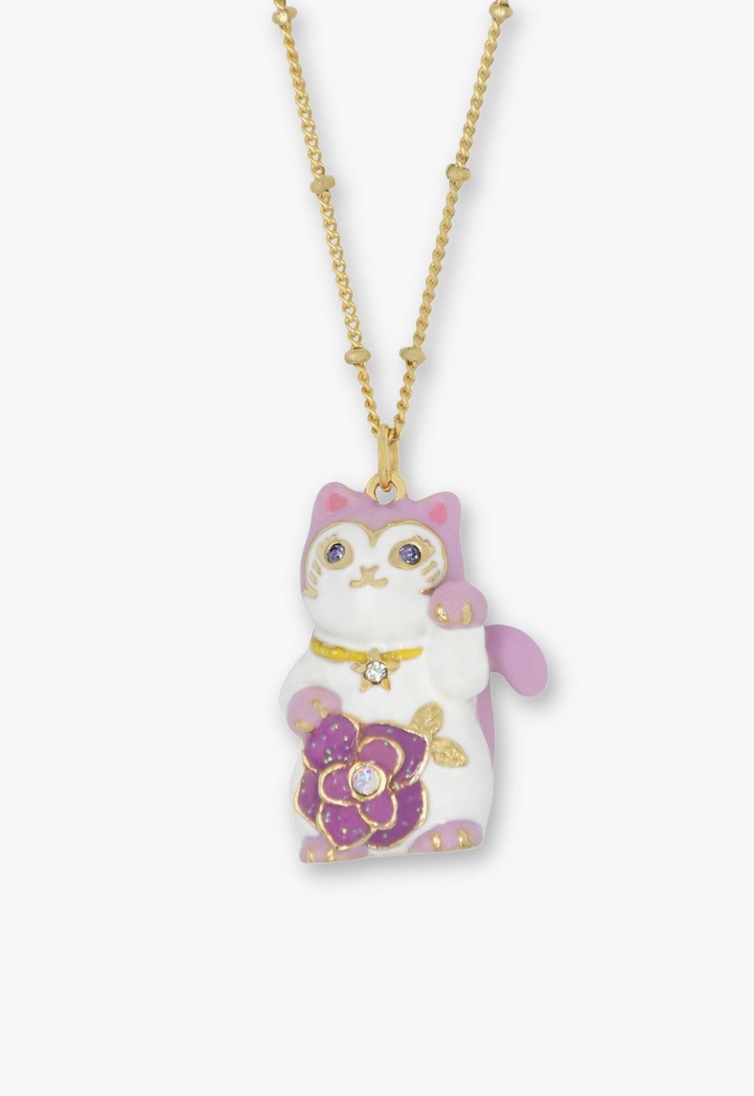 Lucky Cat Flower Necklace- Gold | Anna Sui