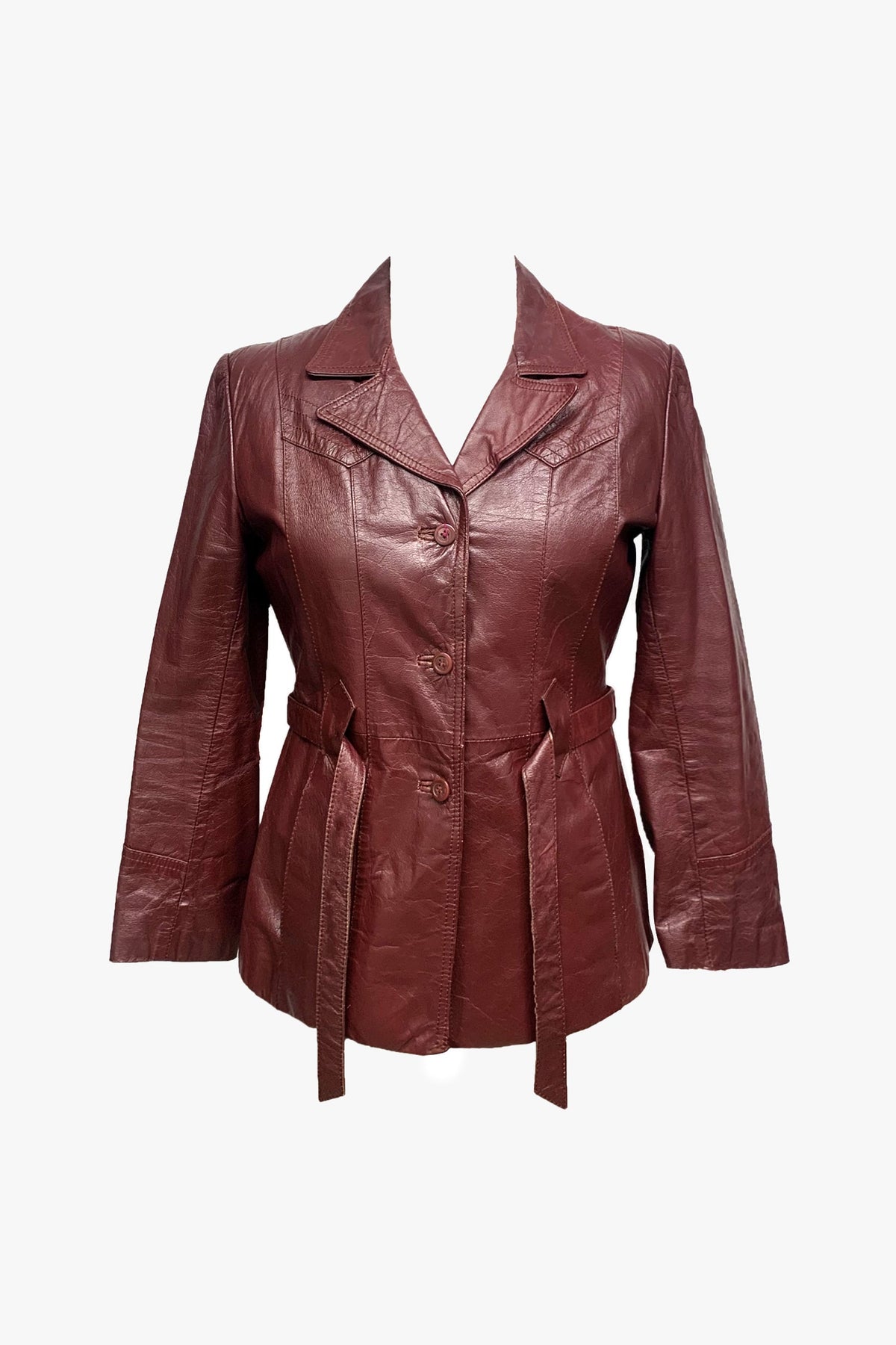 Vintage Leather Belted Coat with Removable Lining | Anna Sui
