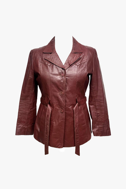 Vintage Leather Belted Coat with Removable Lining | Anna Sui