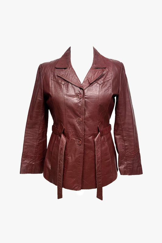 Vintage Leather Belted Coat with Removable Lining | Anna Sui