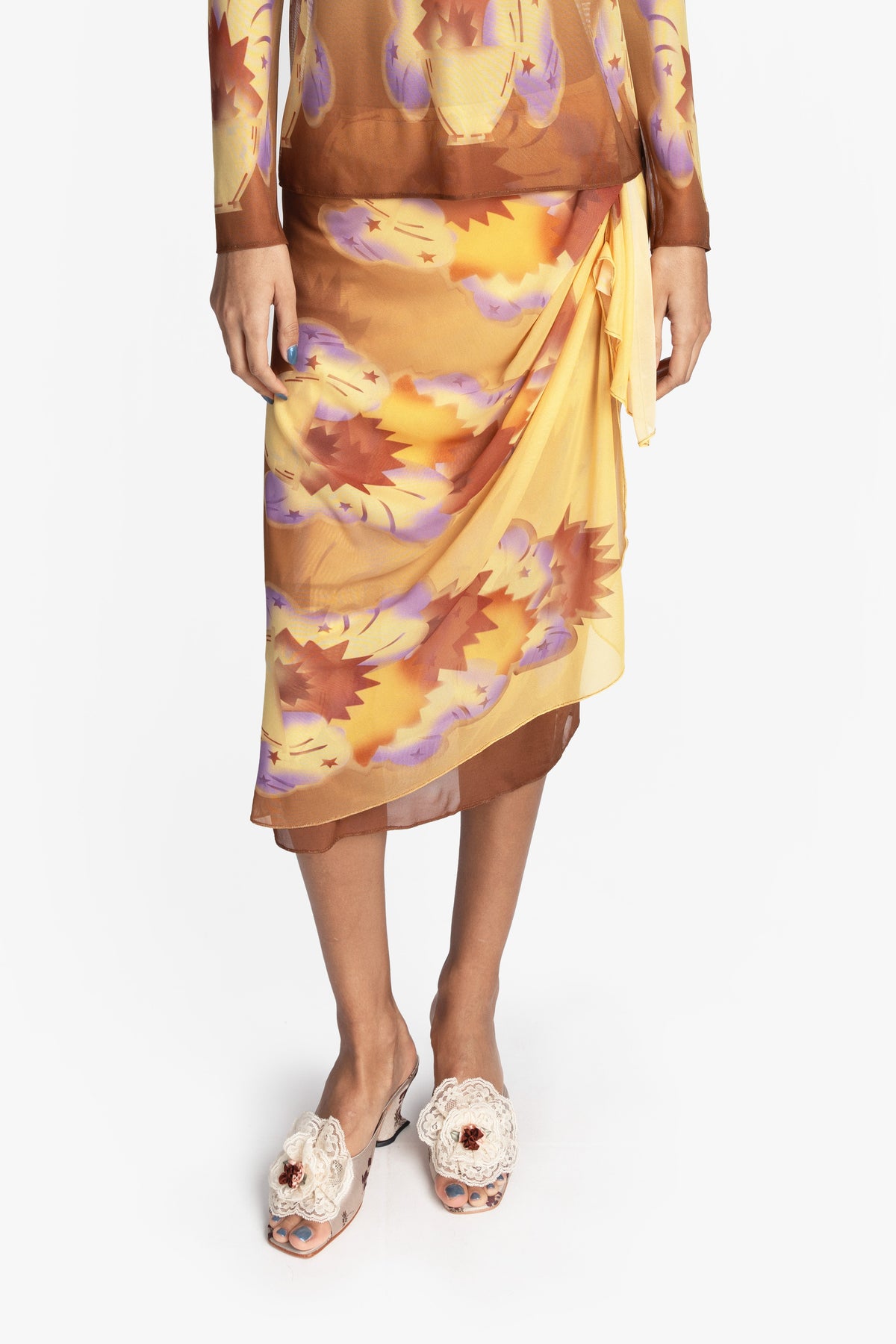 Sunburst Mesh Sarong Skirt | Anna Sui