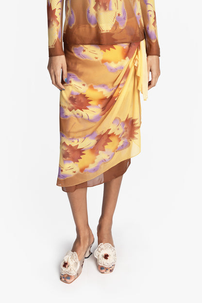 Sunburst Mesh Sarong Skirt | Anna Sui