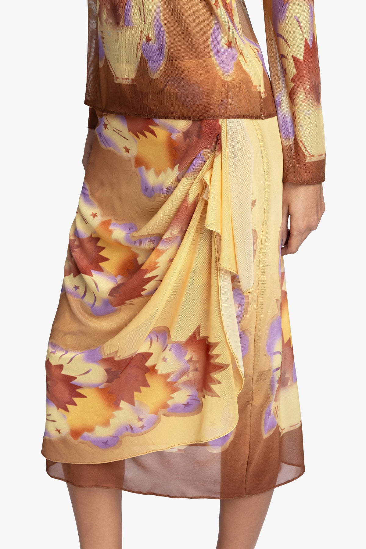 Sunburst Mesh Sarong Skirt | Anna Sui