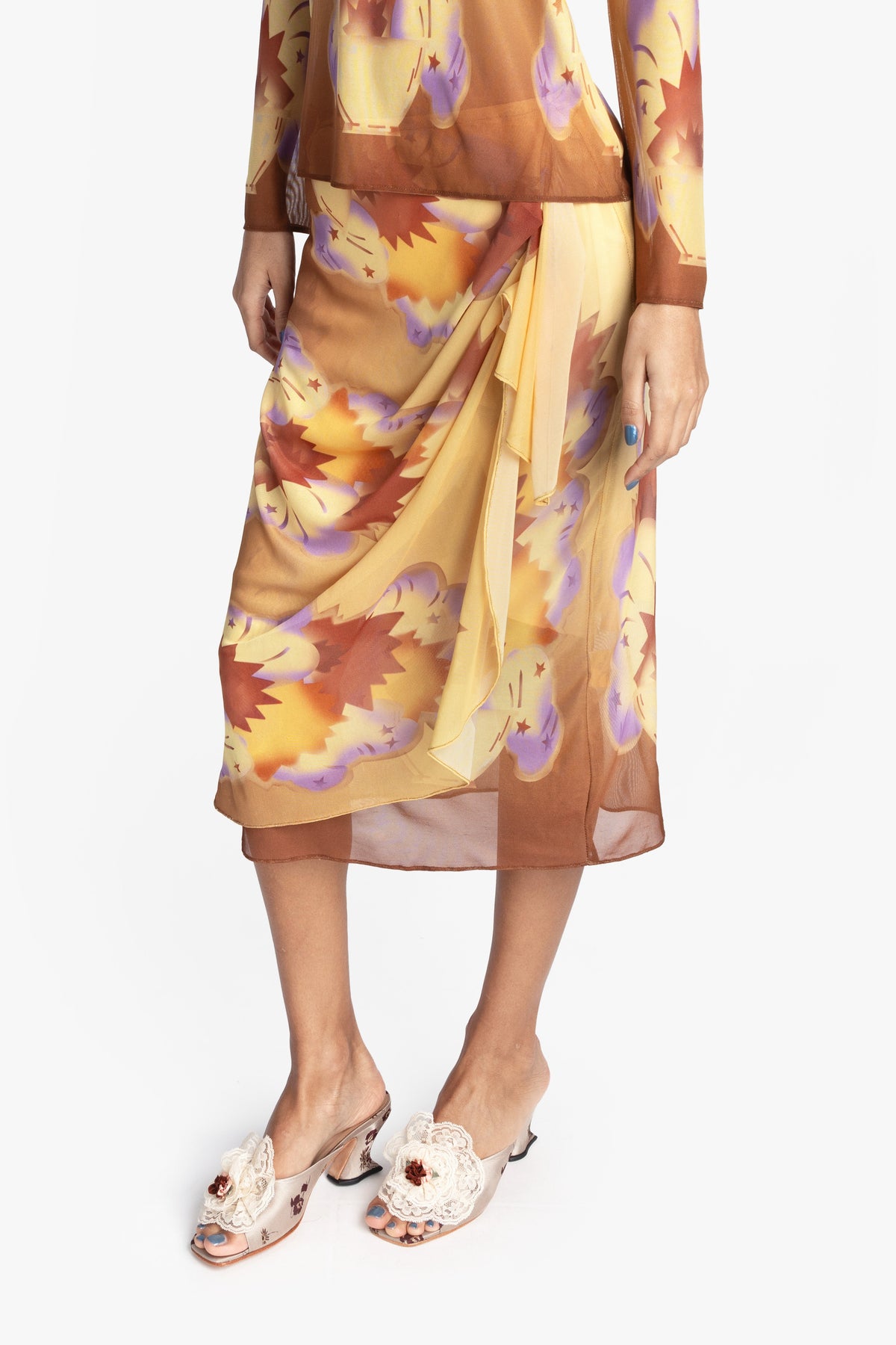 Sunburst Mesh Sarong Skirt | Anna Sui