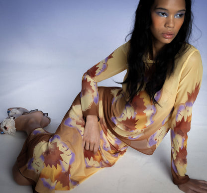 Sunburst Mesh Sarong Skirt | Anna Sui