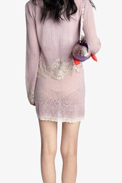 Lingerie Lace Knit Skirt - Blush | Anna Sui
