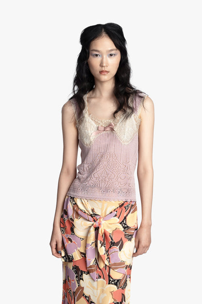 Lingerie Lace Knit Camisole - Blush | Anna Sui