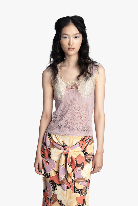Lingerie Lace Knit Camisole - Blush | Anna Sui