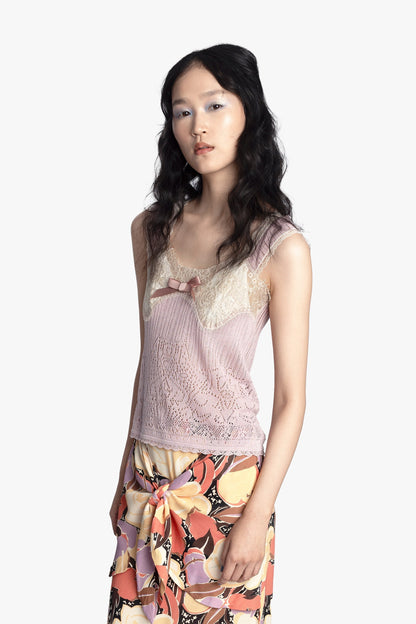 Lingerie Lace Knit Camisole - Blush | Anna Sui