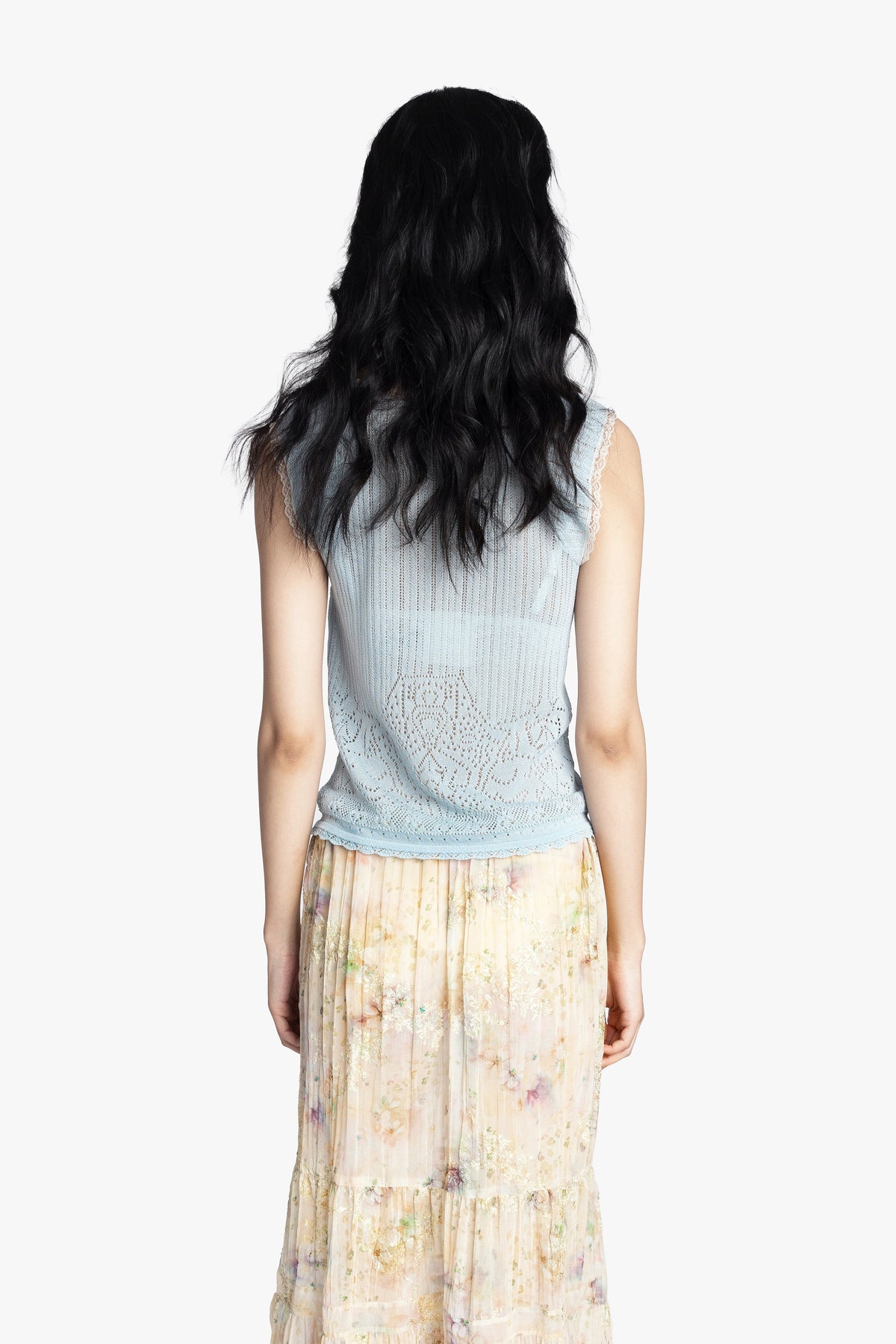 Lingerie Lace Knit Camisole - Sky Blue | Anna Sui