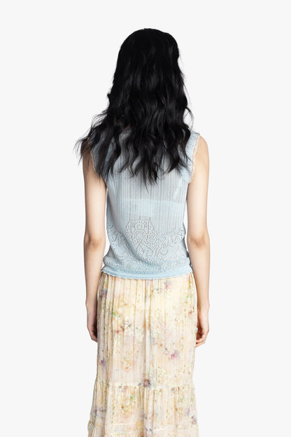 Lingerie Lace Knit Camisole - Sky Blue | Anna Sui