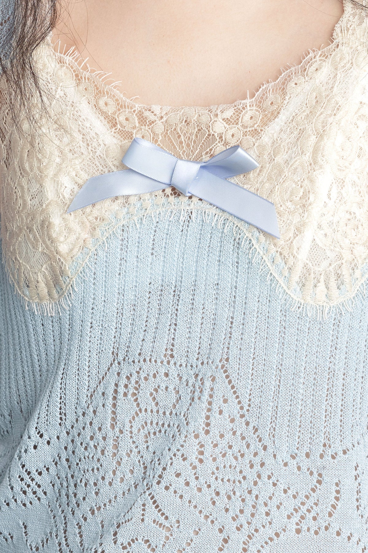 Lingerie Lace Knit Camisole - Sky Blue | Anna Sui
