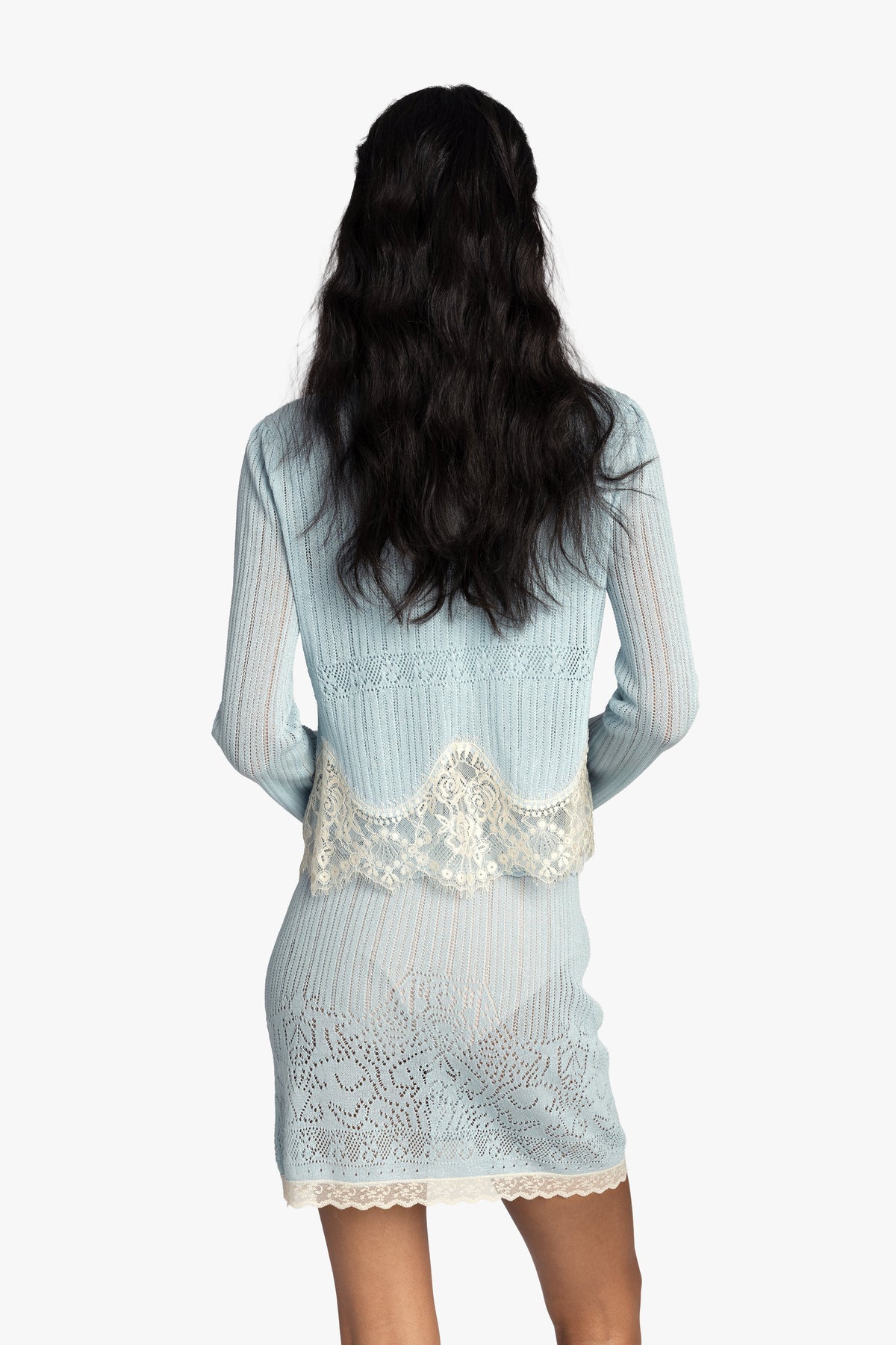 Lingerie Lace Knit Cardigan - Sky Blue | Anna Sui