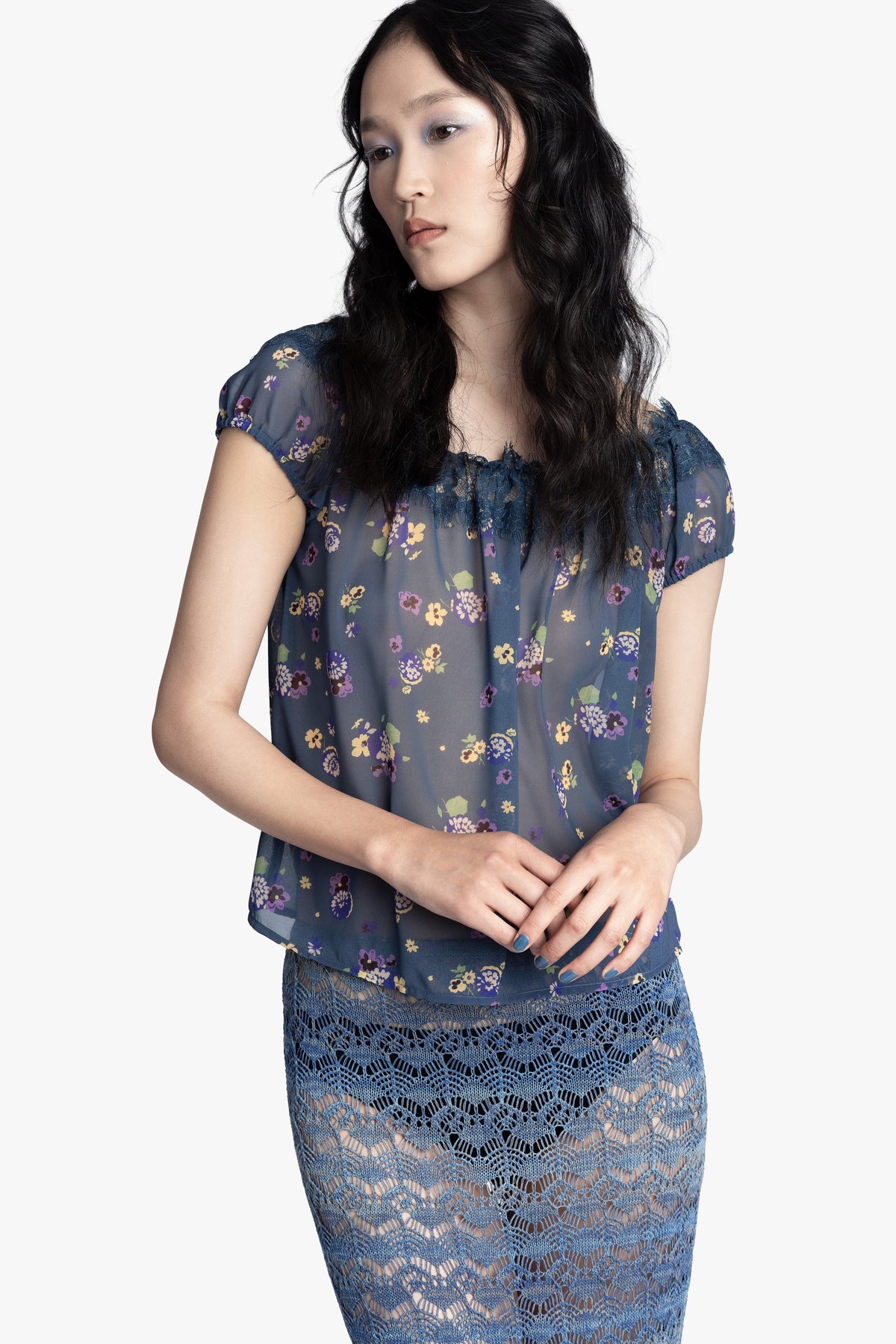 Night Blooming Chiffon Top | Anna Sui