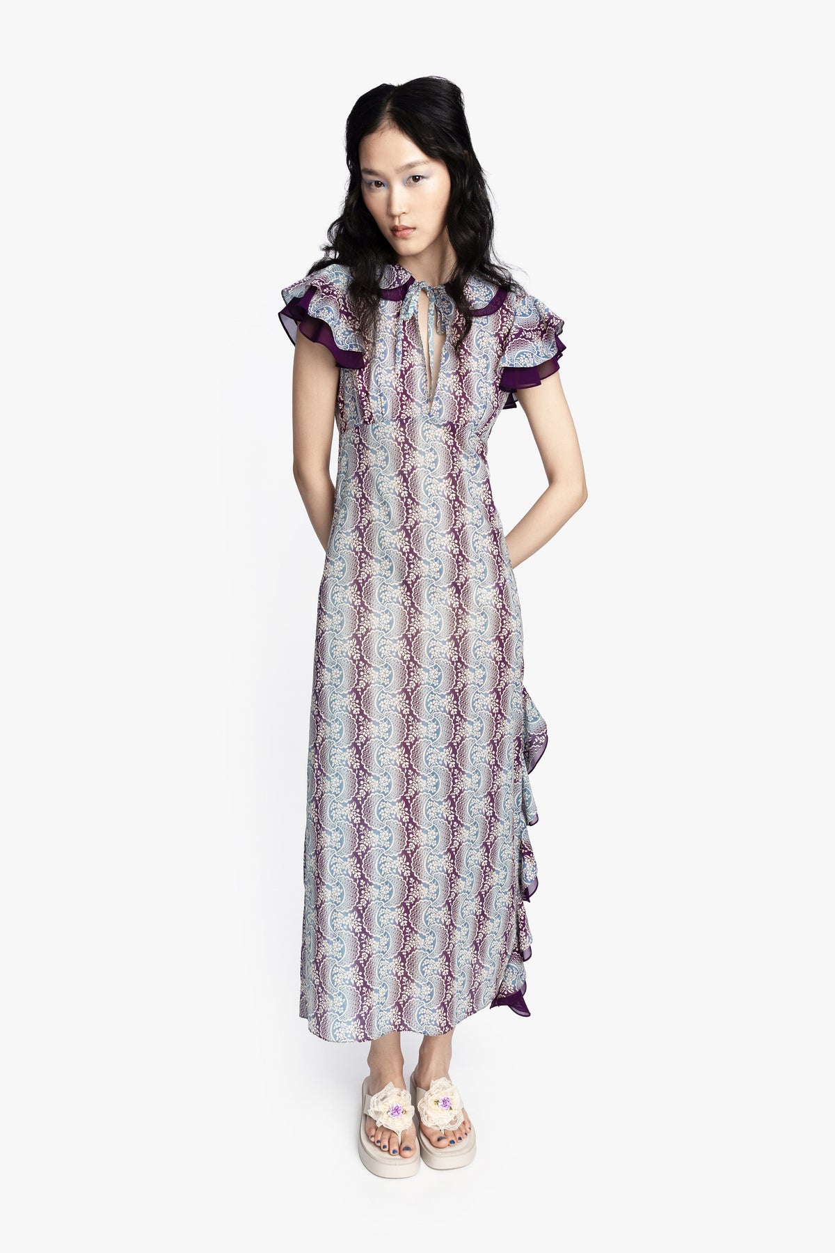 Ombre Ribbons Cotton Ruffle Dress | Anna Sui