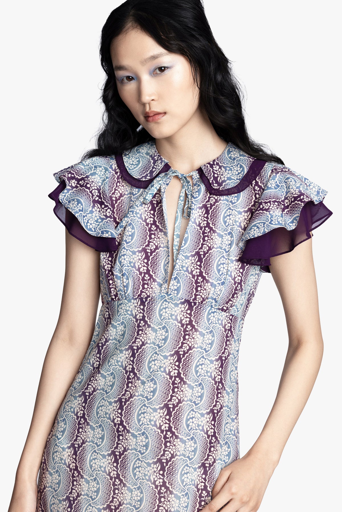 Ombre Ribbons Cotton Ruffle Dress | Anna Sui