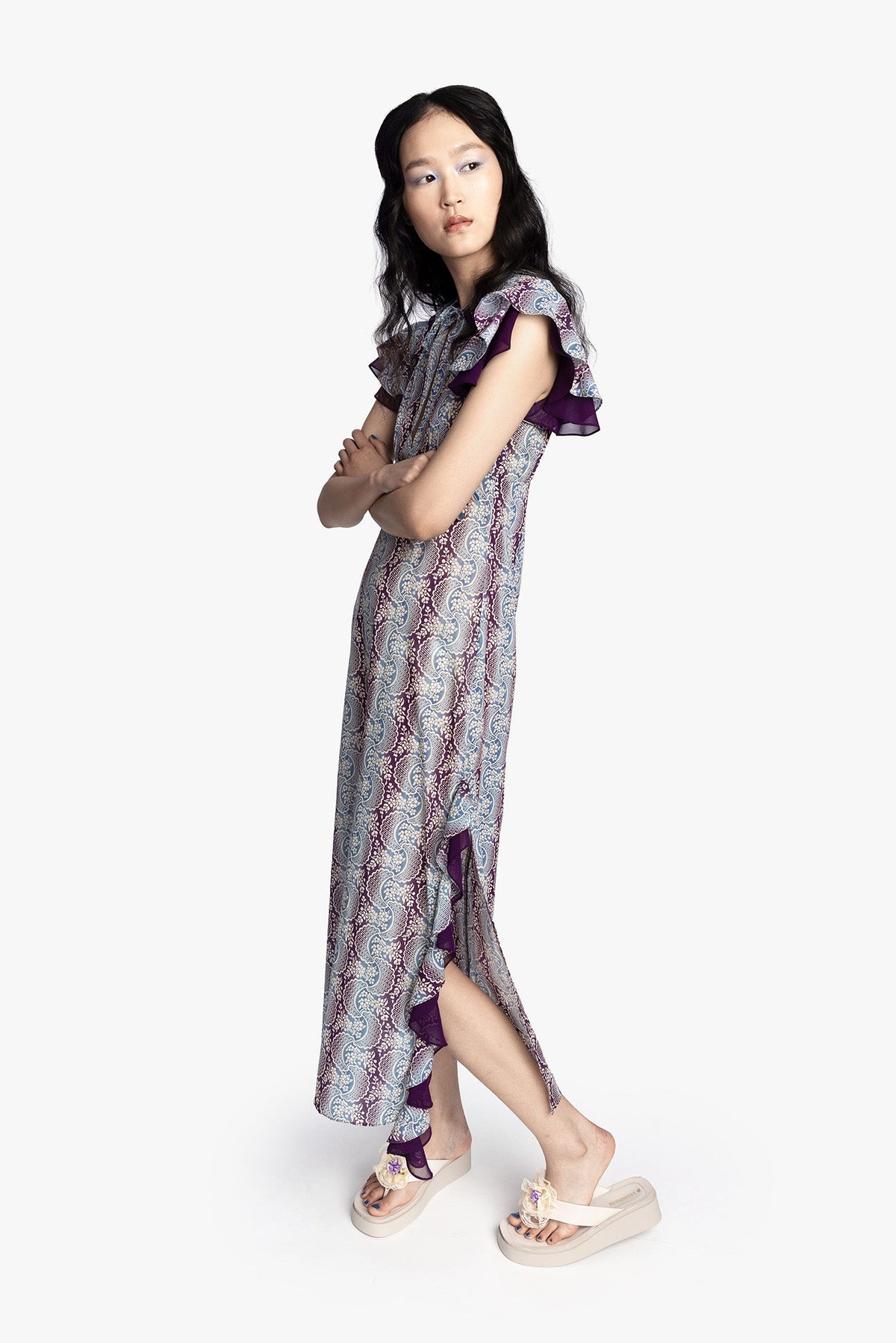 Ombre Ribbons Cotton Ruffle Dress | Anna Sui