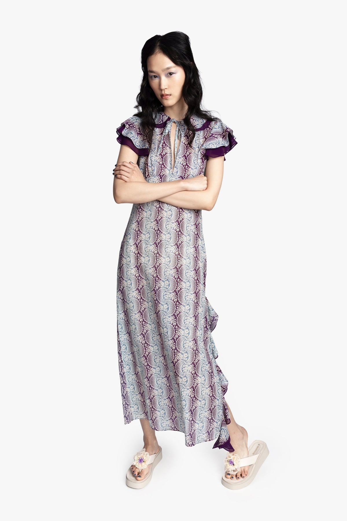 Ombre Ribbons Cotton Ruffle Dress | Anna Sui