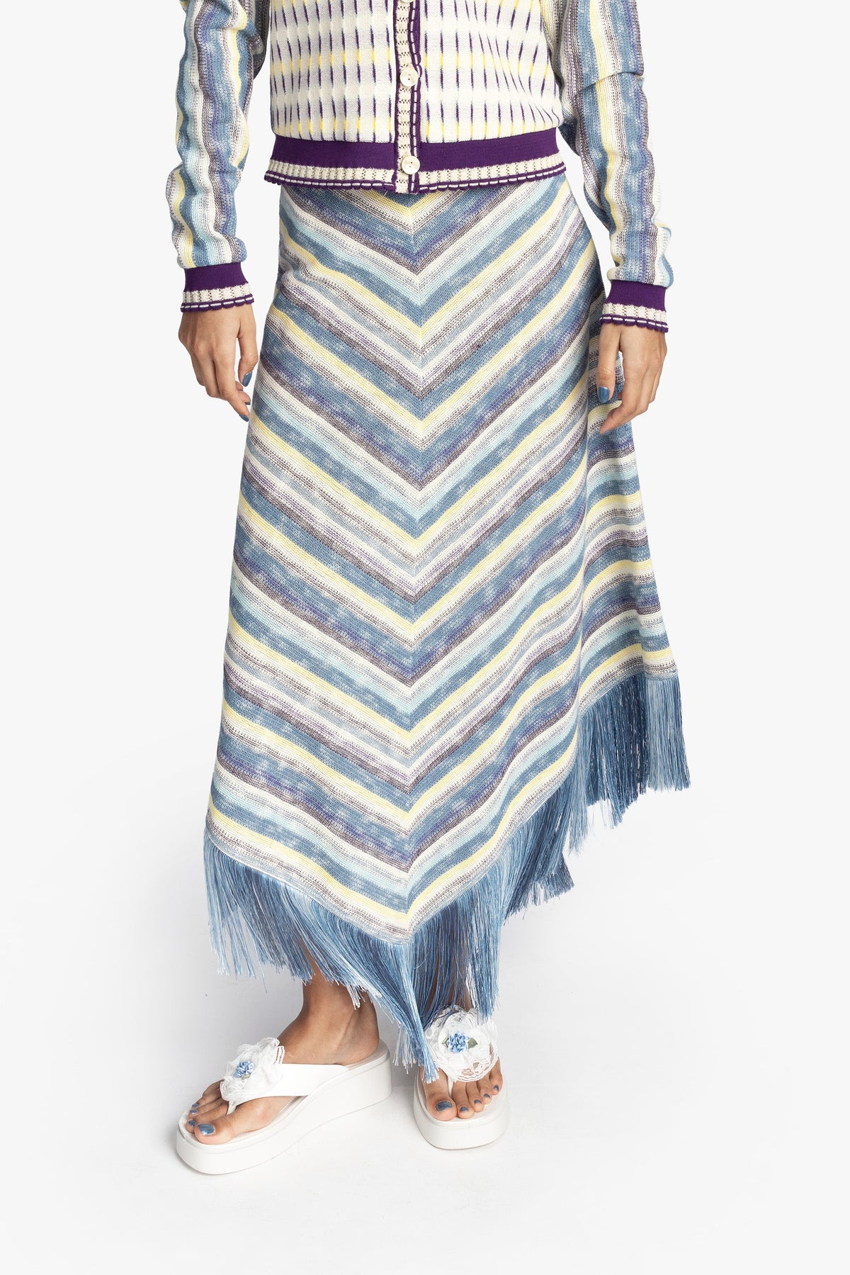 Serape Knit Fringe Skirt | Anna Sui