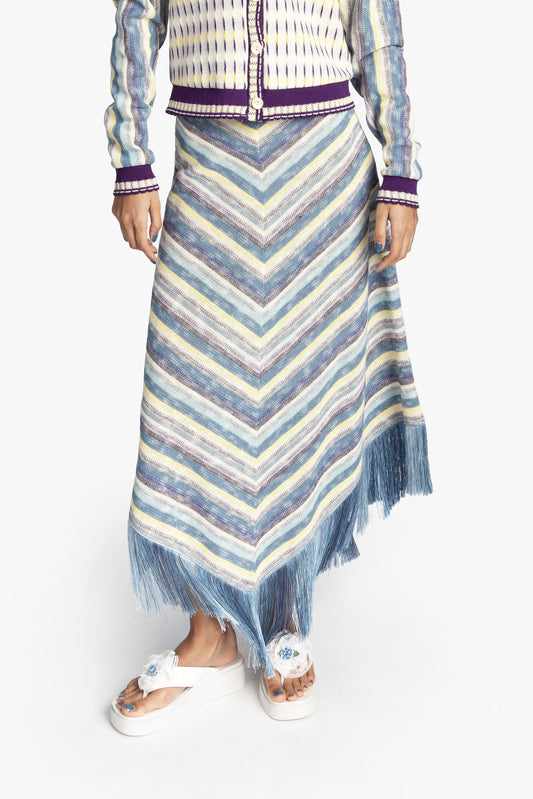 Serape Knit Fringe Skirt | Anna Sui