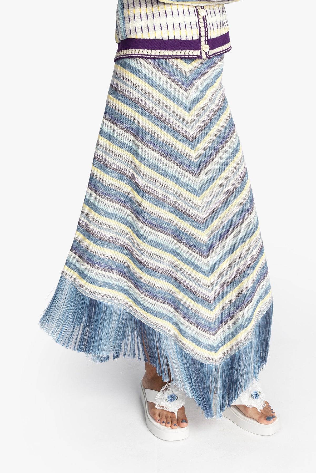 Serape Knit Fringe Skirt | Anna Sui