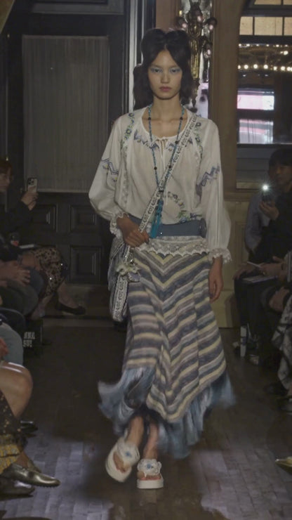 Serape Knit Fringe Skirt | Anna Sui