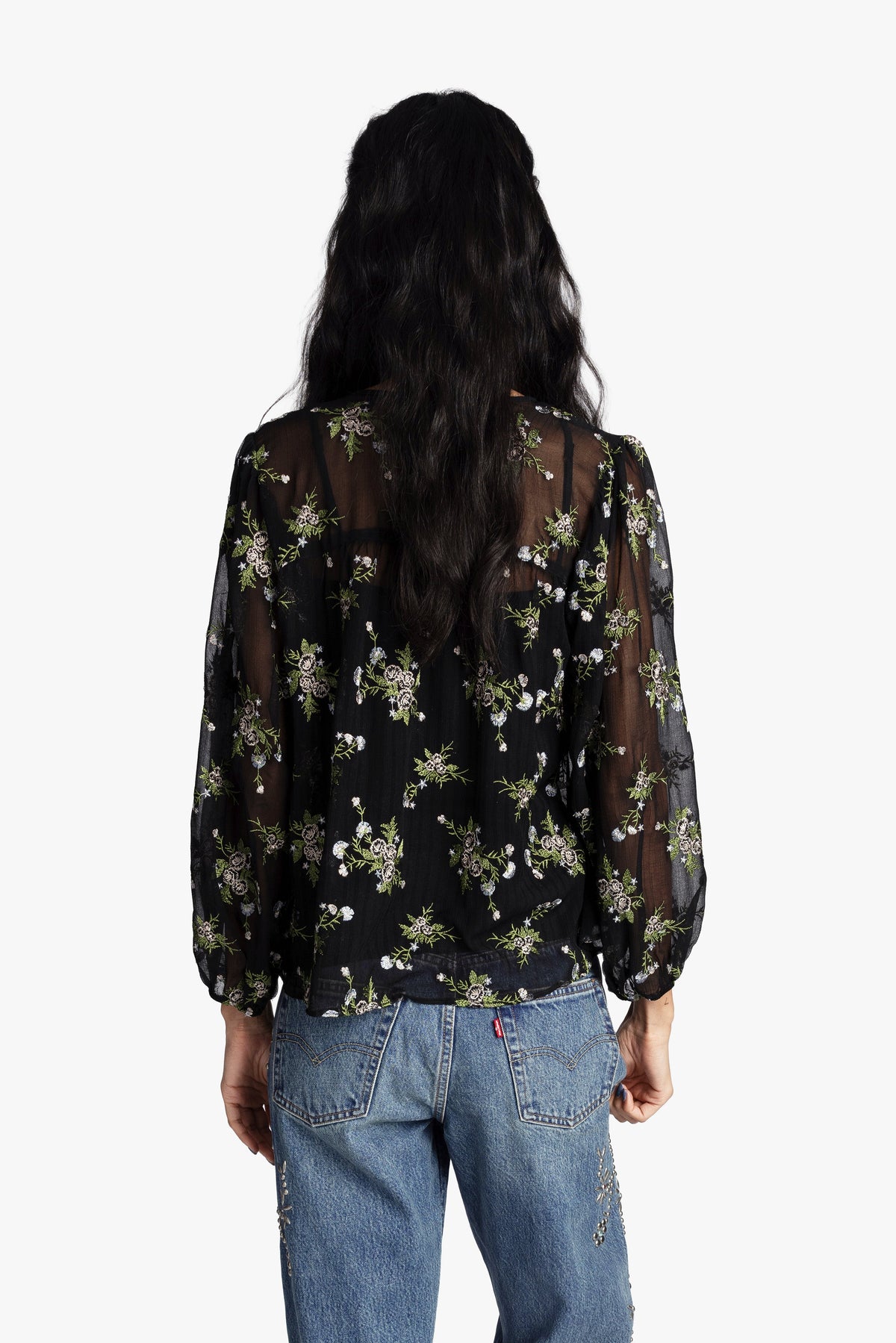 Bluebell Embroidered Chiffon Blouse | Anna Sui