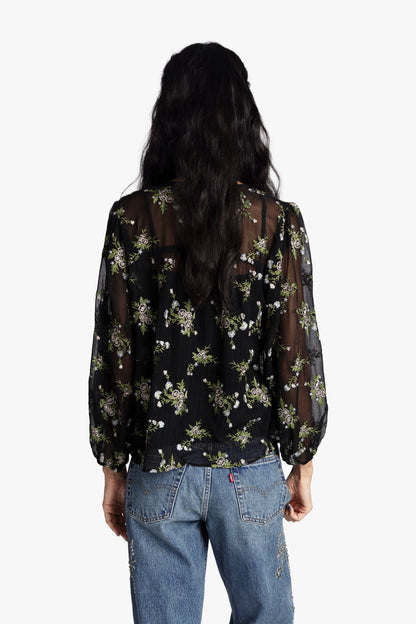 Bluebell Embroidered Chiffon Blouse | Anna Sui