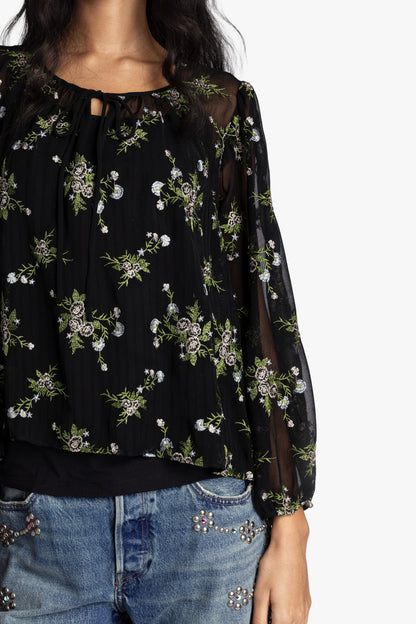 Bluebell Embroidered Chiffon Blouse | Anna Sui