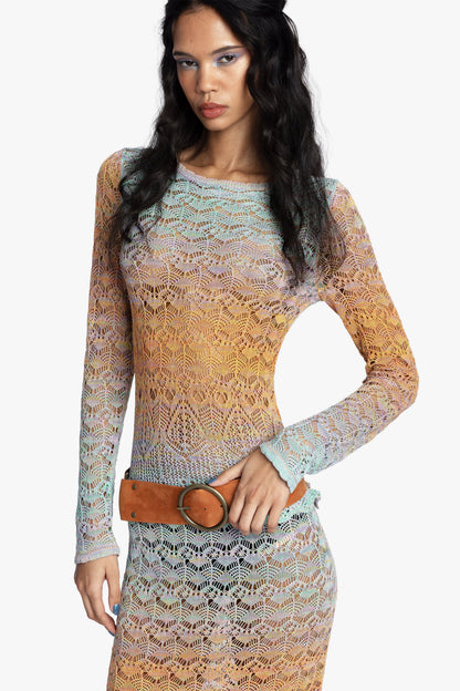 Ombre Space Dye Crochet Top - Sunset | Anna Sui