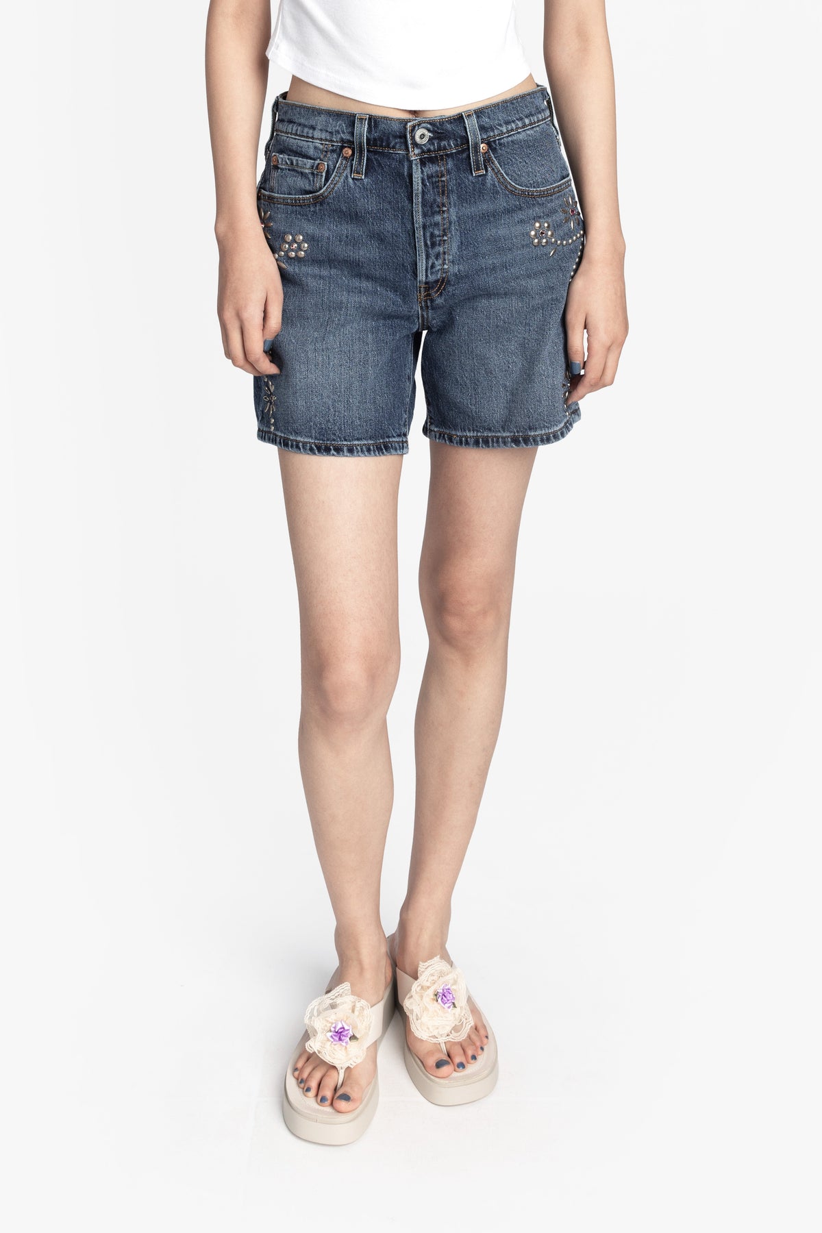 Studded Denim Shorts | Anna Sui
