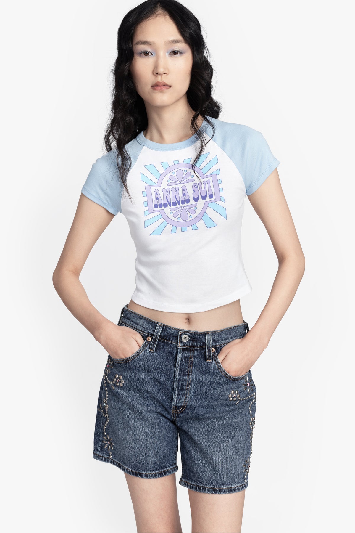 Studded Denim Shorts | Anna Sui