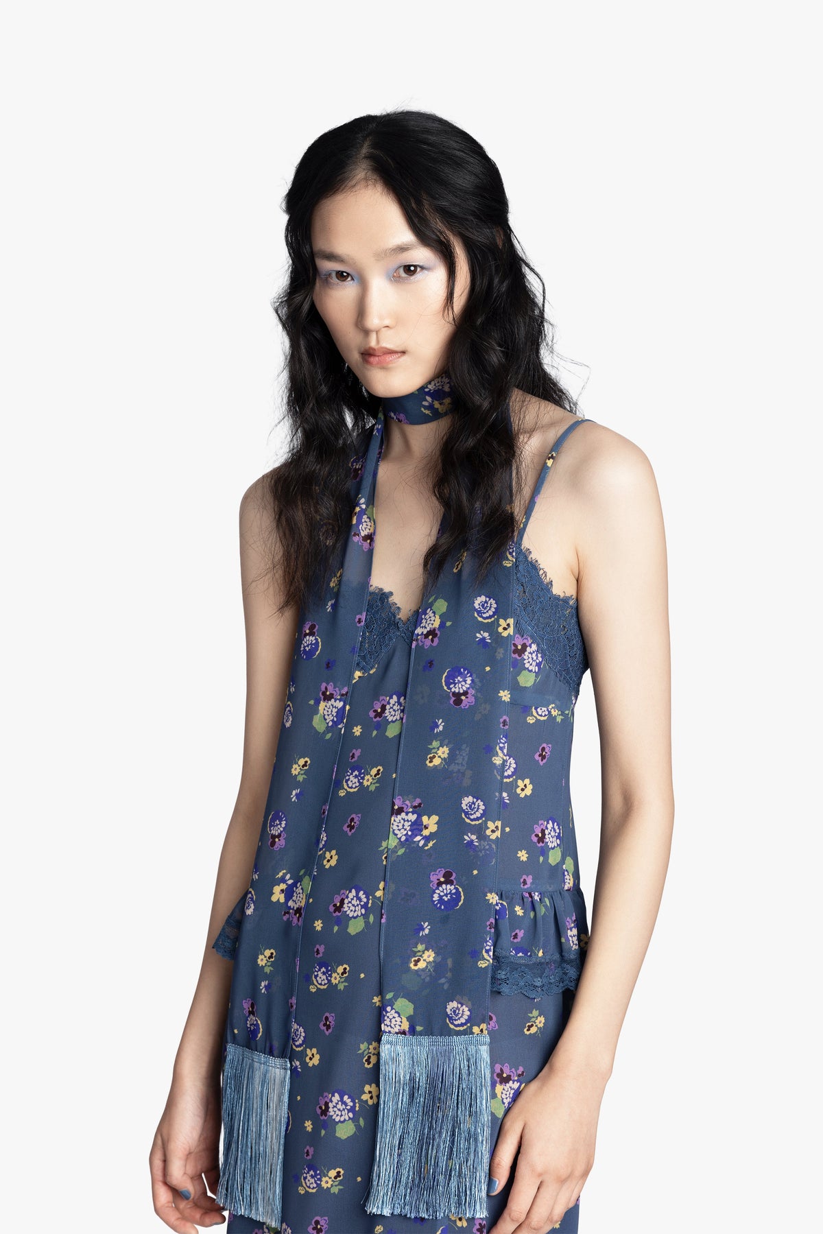 Night Blooming Chiffon Fringe Scarf | Anna Sui