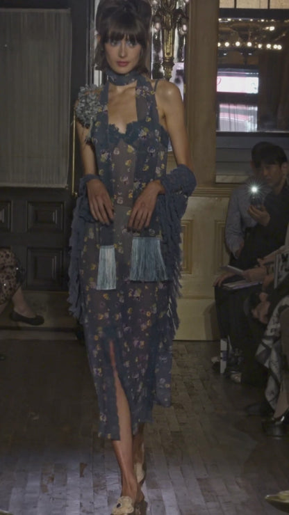 Night Blooming Chiffon Fringe Scarf | Anna Sui