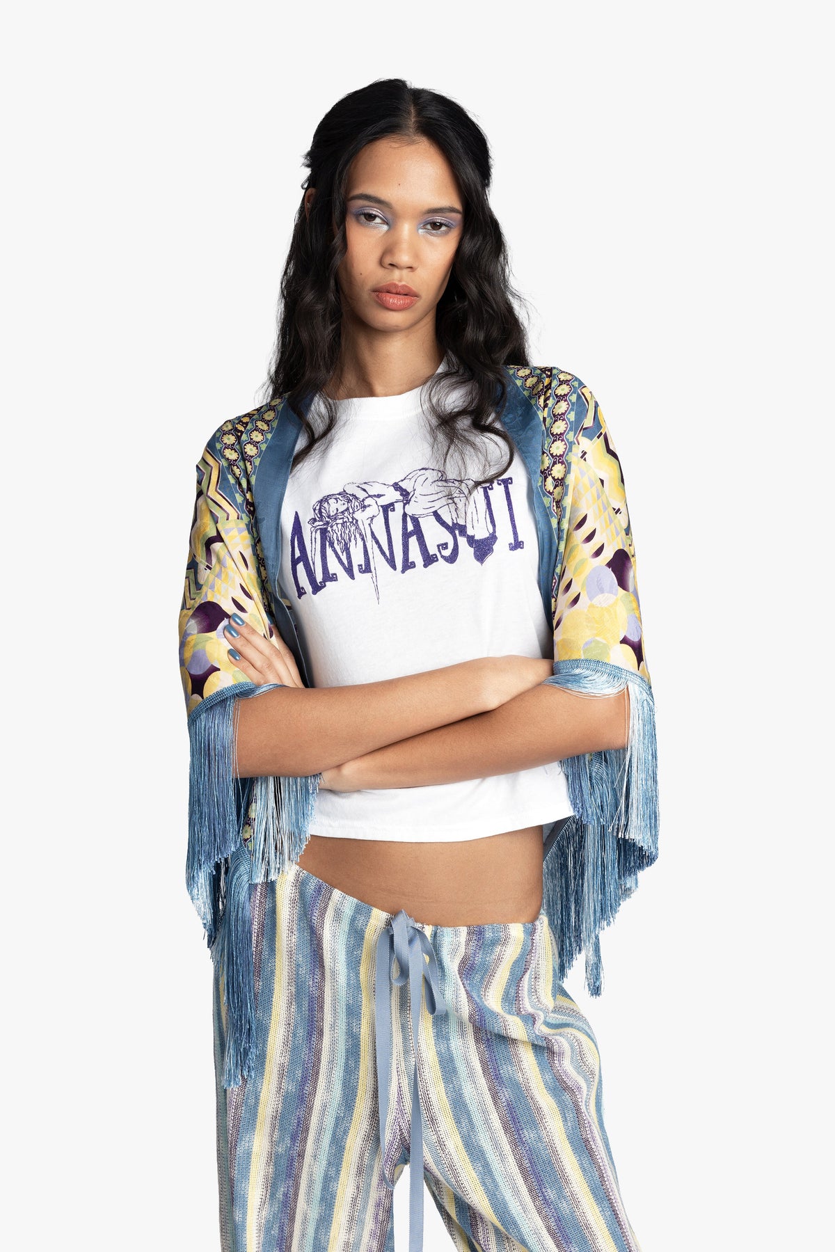 Pueblo Deco Border Fringe Shawl | Anna Sui