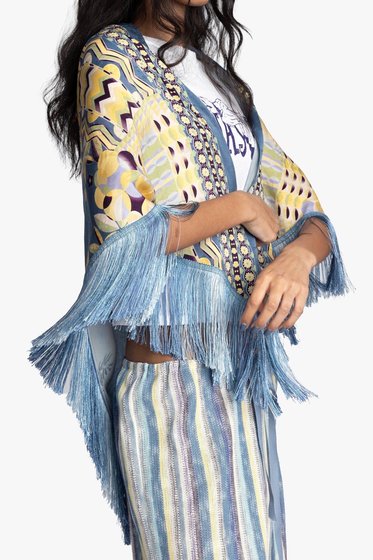 Pueblo Deco Border Fringe Shawl | Anna Sui