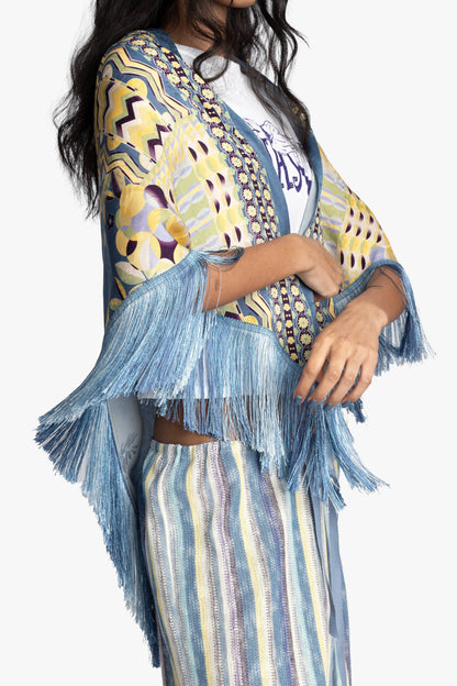 Pueblo Deco Border Fringe Shawl | Anna Sui