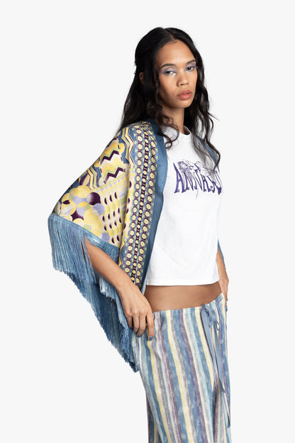 Pueblo Deco Border Fringe Shawl | Anna Sui