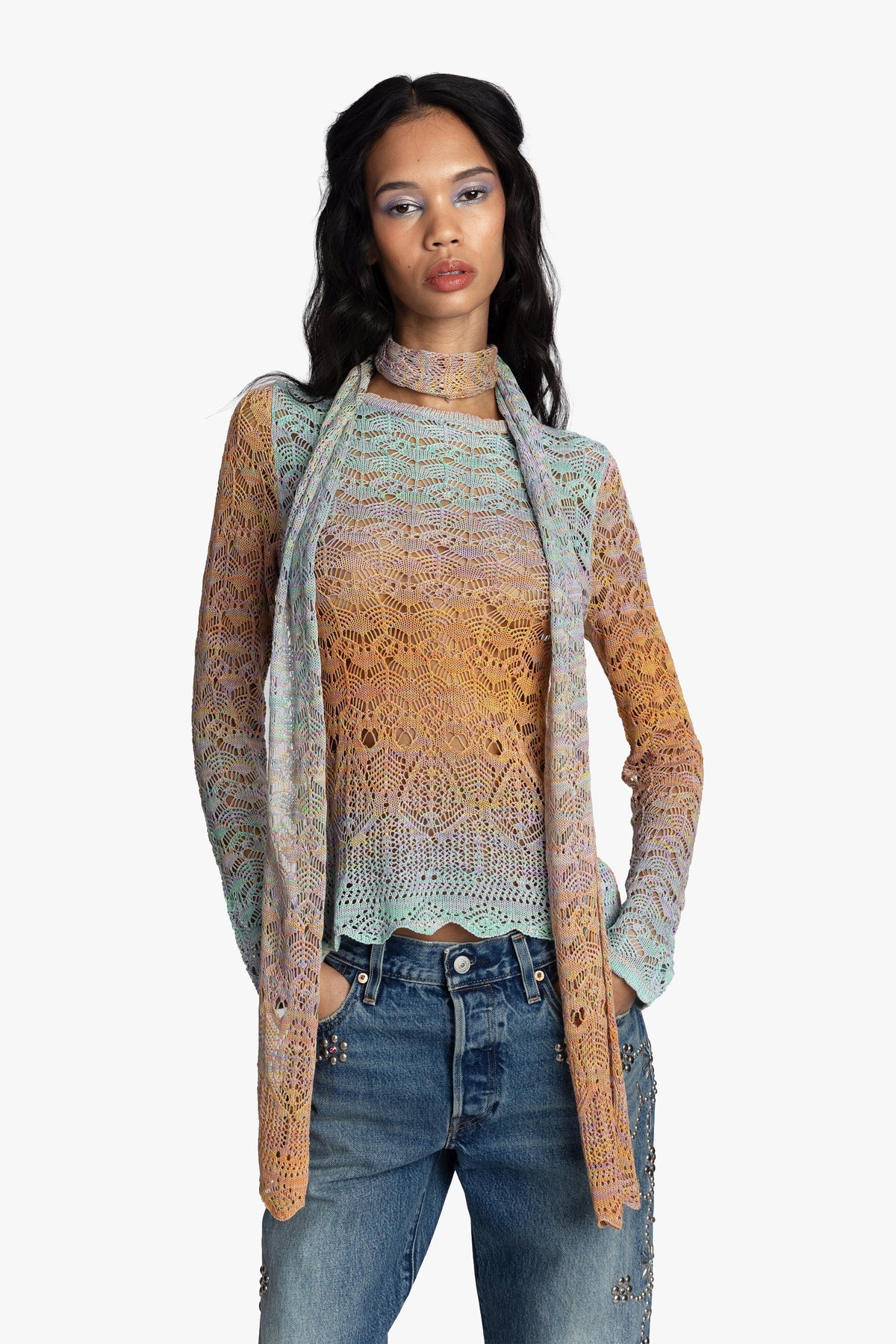Ombre Space Dye Crochet Scarf - Sunset | Anna Sui